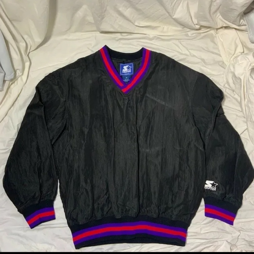 VTG STARTER Pullover Jacket Size M Medium w/Pockets Pristine Condition Black